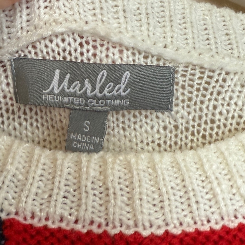 Marled American Flag Patriotic Crewneck Sweater Women’s Small Red White Blue - Picture 4 of 7